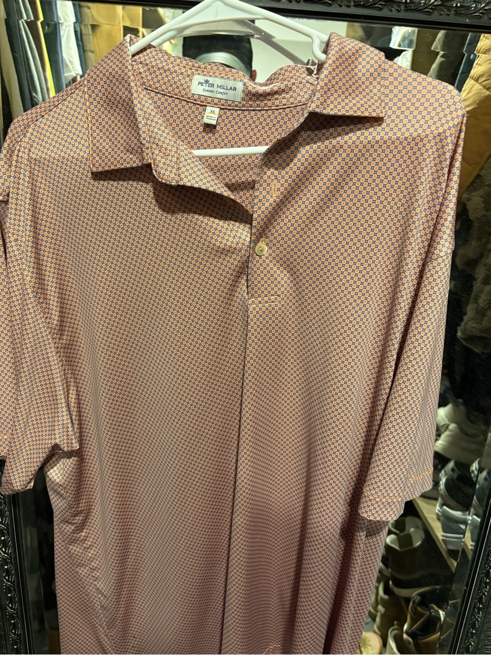 Peter Millar Coral Geometric Short-Sleeve Polo